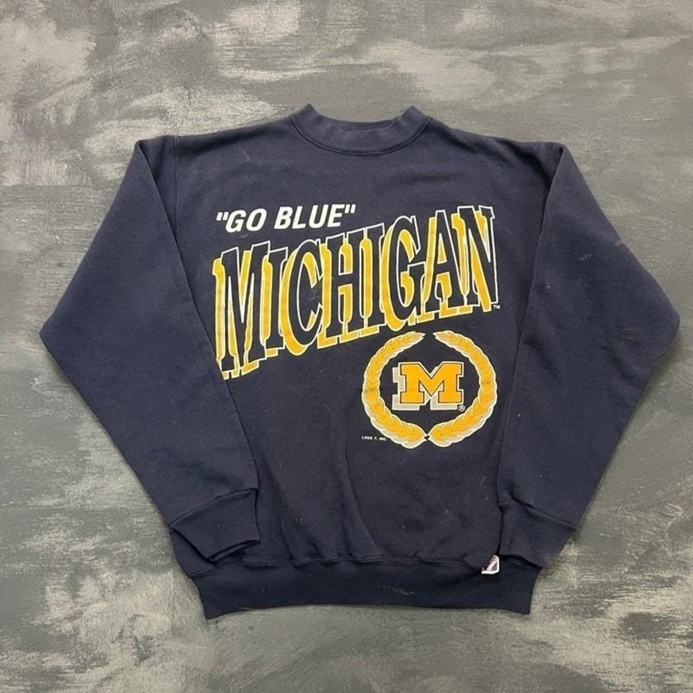 Vintage University Of Michigan Sweatshirt Mens Medium‎ Blue 1990s Logo 7